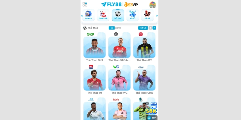Cá cược thể thao Fly88 xanh chín với 40+ bộ môn hot